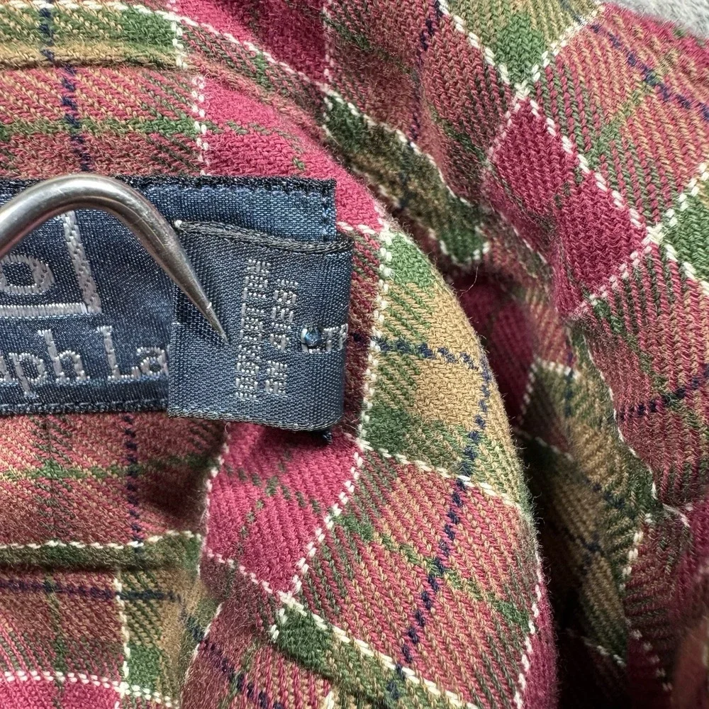 Polo Ralph Lauren Button Up Light Flannel Shirt Men's XL‎ Red/Green Plaid
